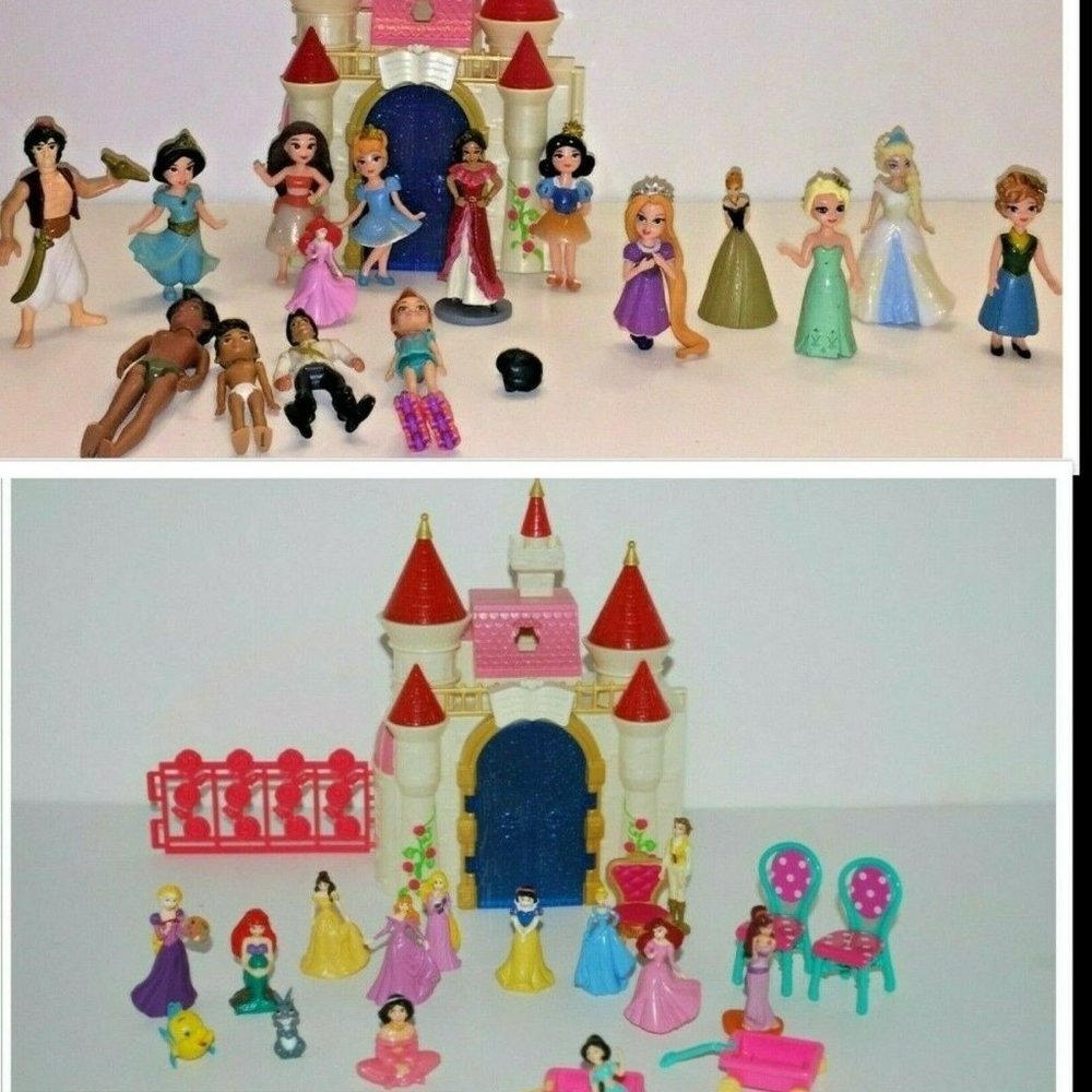 LOT POLLY POCKET DISNEY -2 Beauty & the Beast Castles Princess